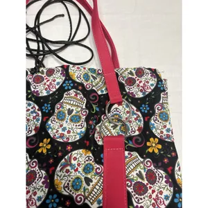 Sugar‎ Skull Bible Tote Bag – Large Fabric Church Carry Bag with Pink Handles thumbnail 2