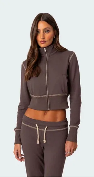 Edikted alexia zip up sweat shirt thumbnail 1
