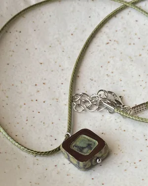 Handmade quality unique Czech glass bead fairy boho vintage chic style necklace🤎🌿 thumbnail 4