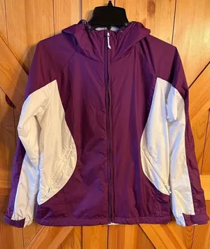 Columbia Yamhill Wind II Jacket Size M Purple White Hooded Full Zip (2470) thumbnail 1