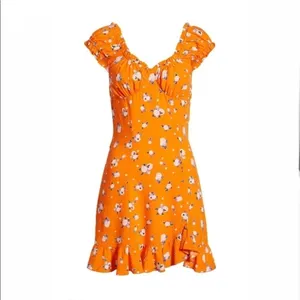 Free People‎ Like A Lady Printed Mini Dress In Orange size XS thumbnail 2