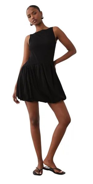 ASOS Design Ribbed Sleeveless Bubble Hem Mini Dress Black Women’s Size Small thumbnail 1