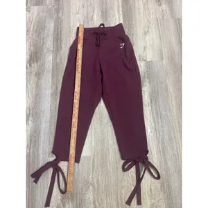 Gymshark Ark Womens High Waisted Tie‎ Cuff Joggers Maroon Size XS thumbnail 2