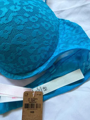 PINK Victoria's Secret Teal Lace Leopard Push-Up Bra thumbnail 2