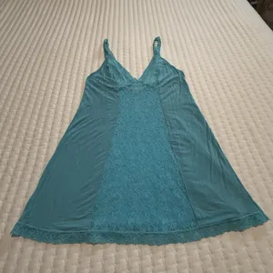 Victoria’s Secret Blue Slip Nightie M Medium See Through Lace Center Strips thumbnail 1