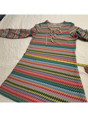 PQ Swim Ziggy Noah Coverup Tunic Chevron Rainbow Bell Sleeves XS / S Multicolor thumbnail 14