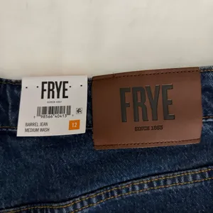 Frye Barrel Jean Medium Wash Floral Laser Etched Wide Leg Denim Pants 12 NEW thumbnail 10