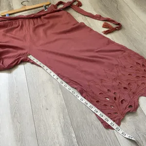 Anthropologie Bohemian Pants high rise crop pull on eyelet womens Pink (medium) thumbnail 3