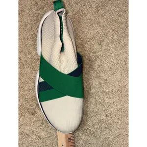 Tory Sport Bubble Sock Sneakers Cream Green Navy Knit Slip On Trainers thumbnail 11
