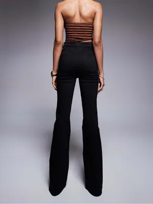 ASOS Design Tall Power Stretch Sculpt Flare Jeans in Black Size 30 Length 34 thumbnail 2