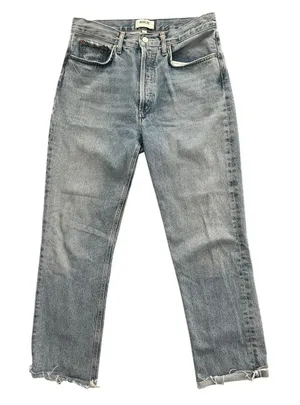 AGOLDE High Rise Straight Leg Jeans Light Wash Raw Frayed Hem Women's size 28 thumbnail 1