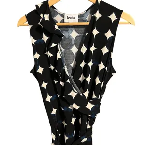 Leota Felicity Dress L Midnight Moon Ruffle Faux Wrap Tie Waist thumbnail 3