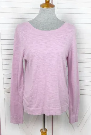 J. Crew Slub Knit Boat Neck Lightweight Sweater Soft Lilac‎ Medium Soft Preppy thumbnail 1
