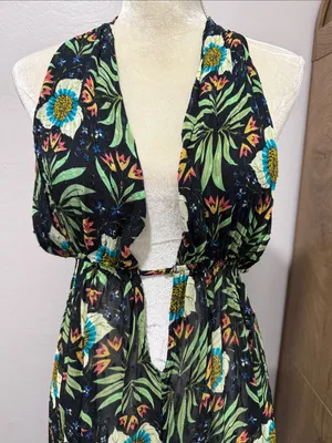 Brenda Quinn x Anthropologie Tropical Floral Resort Wear Halter Maxi Dress thumbnail 6