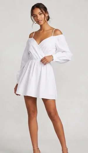 Superdown Leia White Off the Shoulder Long Sleeve Mini Dress Size L thumbnail 1