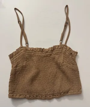 Abercrombie Beige Smocked Crop Top Adjustable Straps thumbnail 1