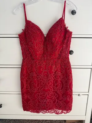 Red Sherri Hill Homecoming Dress Short thumbnail 3
