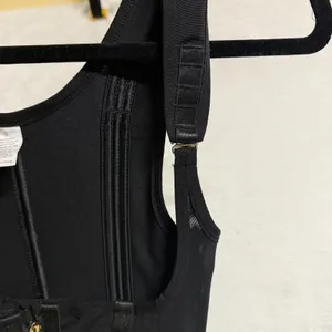 Supportive S Waist Trainer Vest Corset Shaper Black Zipped Slim Boning Goth Moto thumbnail 3