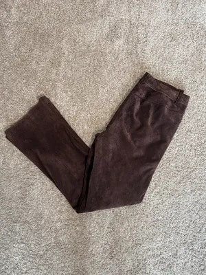 Brown suede 100% Leather Flare leg Pants thumbnail 7
