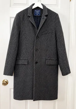 Abercrombie & Fitch Houndstooth Wool Blend Overcoat Quiet Luxury Preppy Classic Size M thumbnail 1