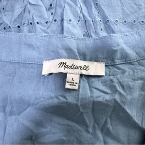 Madewell Eyelet Button-Front V-Neck Mini Dress Large Blue thumbnail 9