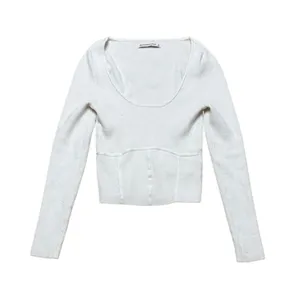 Abercrombie & Fitch Scoop Neck Long Sleeve Sweater Top White Small thumbnail 3