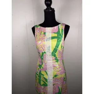 Lilly Pulitzer for Target Fan Dance Women's Size 2‎ Yellow Green Pink Summer EUC thumbnail 2
