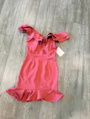 Hello Molly One-Shoulder Ruffle Bodycon Dress in Rose thumbnail 9
