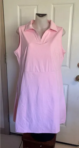 Large FKEEP (Amazon) light Pink Golf Tennis V-Neck Dress/ Shorts thumbnail 1