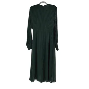 Bardot Womens Emerald Green Striped Midi Dress Sheer‎ Long Sleeve Size 8 thumbnail 2