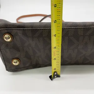 Michael Kors Cynthia Logo Medium Satchel‎ Brown Monogram Chain Shoulder Luxury thumbnail 14