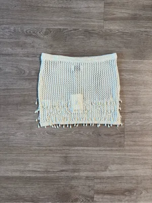 NWT Peppermayo Scorpio Crochet Mini Skirt in Ivory, Size M/L thumbnail 2