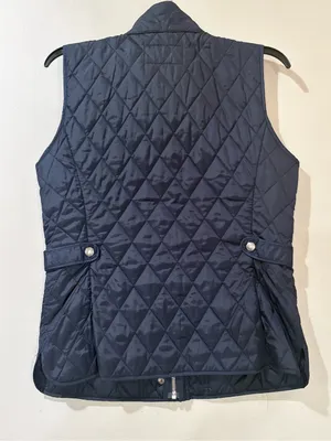 Banana Republic Navy Blue Quilted Vest Corduroy Trim Collar Women's Small thumbnail 4