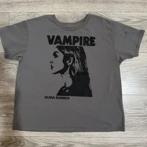 Olivia Rodrigo Vampire Graphic T-Shirt Size XL Gray Women GUTS Tour Merch thumbnail 1