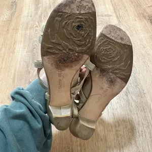 Taryn Rose | Gold‎ Metallic Strappy Low Wedge Slingback Heel Sandal Shoe, 7.5M thumbnail 6