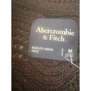 Abercrombie & Fitch Navy Chevron Pointelle Knit Button Up Sweater Polo M thumbnail 4