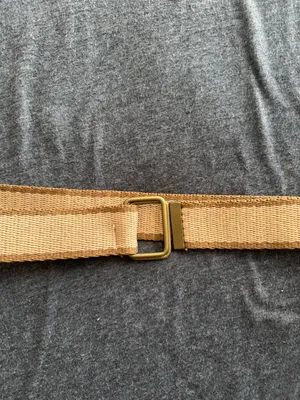 Aritzia Beige Canvas Slide Belt with Brass Buckle - Unbranded thumbnail 2