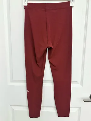 ALO Yoga Women’s Ribbed High Waist 7/8 Blissful Leggings in Cranberry Small thumbnail 4