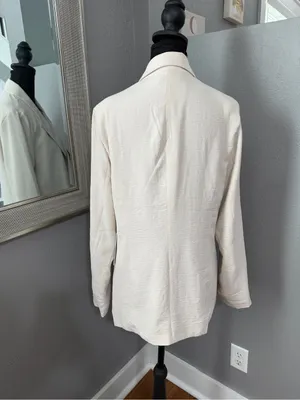 NWT Joie lightweight, open cream blazer subtle crinkle-texture notched lapel SM thumbnail 5