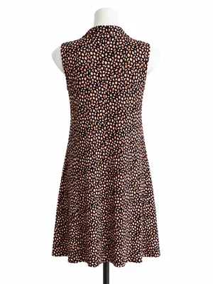 Ava & Grace Retro Black and Orange Printed Zip-Front Mini Dress thumbnail 4