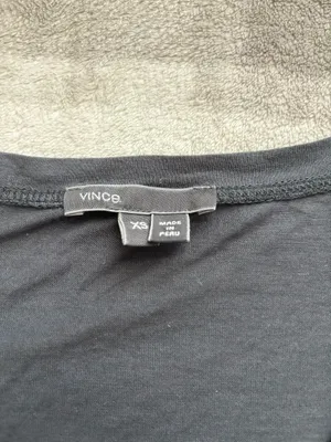 Vince Dark grey t-shirt with cut off sleeves and v neck. thumbnail 4