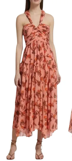 A.L.C. Frank Jaylin Pink Floral Cotton Silk Strappy Maxi Dress 0 NWT $550 thumbnail 1