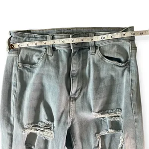 American Eagle Light Wash Distressed Super Hi-Rise Jegging Crop Jeans Sz‎ 4 thumbnail 2