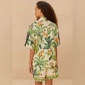 NWT Farm Rio X adidas tropical breeze cream Green shirt Small Lightweight thumbnail 5