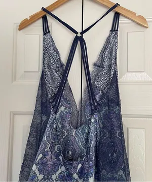 Victoria’s Secret Deep V Satin Lace Paisley Print Slip Dress Intimates Sz Medium thumbnail 6