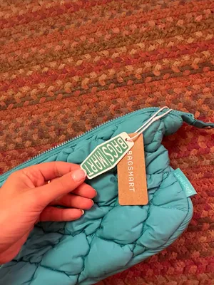 NWT BAGSMART Quilted Teal Cosmetic Toiletry full zip pouch thumbnail 6