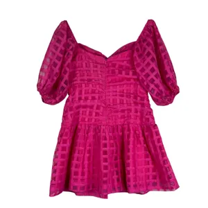 Hello Molly Gal Pal Mini Dress Pink Puff Sleeve Girly Feminine Coquette Size L thumbnail 4