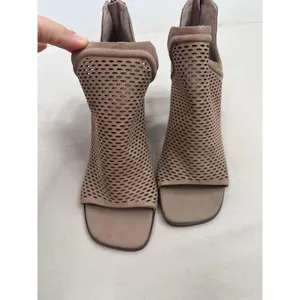 Vince Camuto Katnina Heels Size 9M Brown PeepToe Bootie Chunky Mesh Zipper Chic thumbnail 2