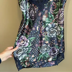 ✨ Vintage Gold Label Victoria’s‎ Secret Blue Lace Floral Satin Slip Small thumbnail 3
