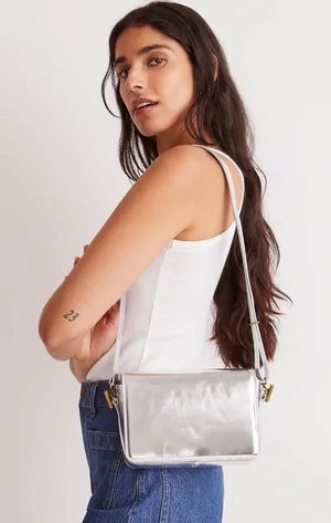 MADEWELL The Toggle‎ Flap Crossbody Bag in Specchio Leather - Silver thumbnail 1